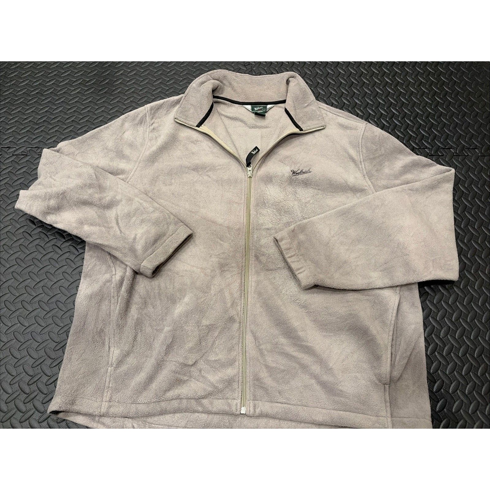 Woolrich Woolen Mills Mens 2xl Full Zip Fleece Jacket Gray Outdoor Pockets